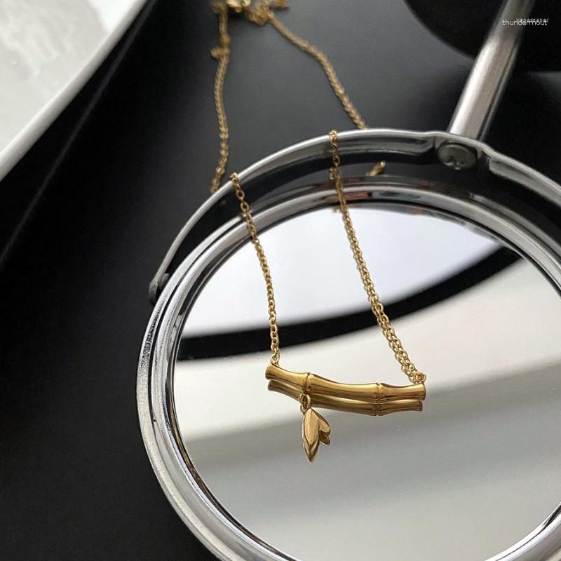 

Chains 2023 Simple Ladies Bamboo Shaped Pendant Korean Women's Collarbone Chain Exquisite Gift Fashion Jewelry Short Necklace