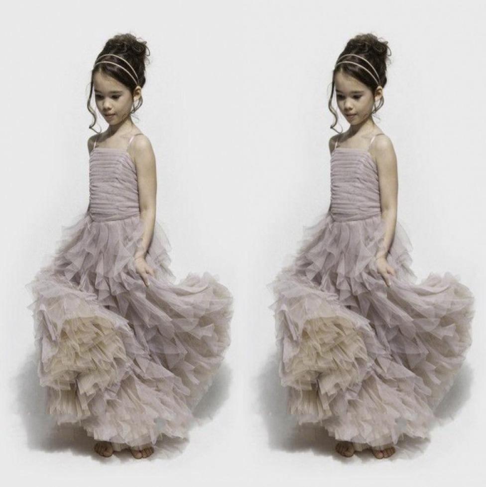 

Dusty Purple Tulle Flower Girl039s Dresses Spaghetti Straps Pleats Ruffles Skirt Ruched Bodice Clothes Stack Up A line Pageant 2851098, Orange