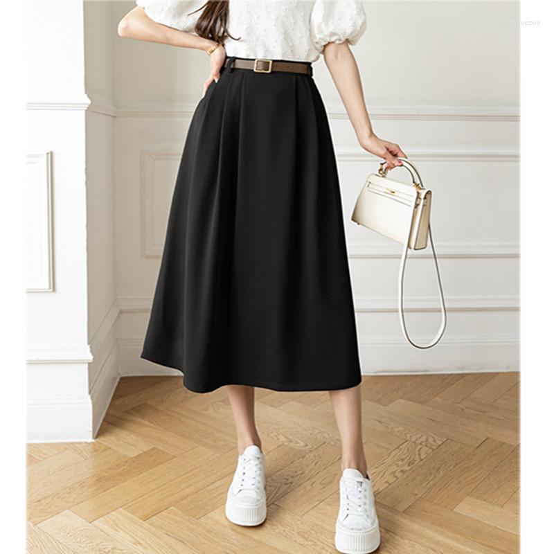 

Skirts Summer Women Long Skirt Vintage Bohemian Solid Color Maxi Spring Autumn A-Line S576, Beige