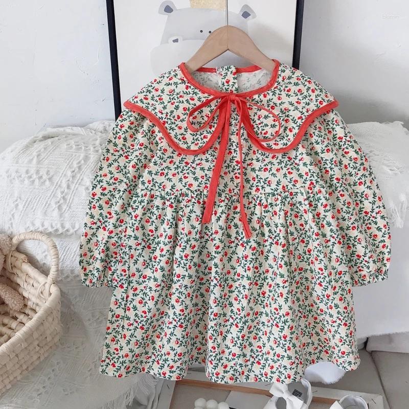 

Girl Dresses Fashion Spring Autumn Girls Korean Style Toddler Kids Cute Floral Long Sleeves Princess Dress Baby Clothes, Az3416red