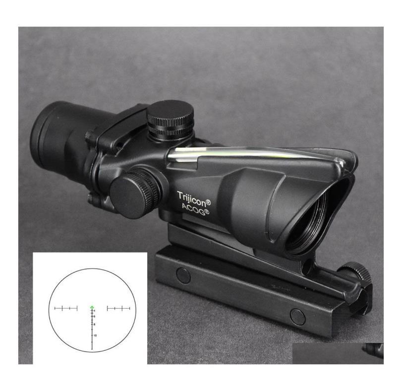 

Hunting Scopes Tactical Acog 4X32 Fiber Prism Red Dot Optics Scope 20Mm Weaver Picatinny Rail Mount Base Shooting Airsoft Riflesco1037806