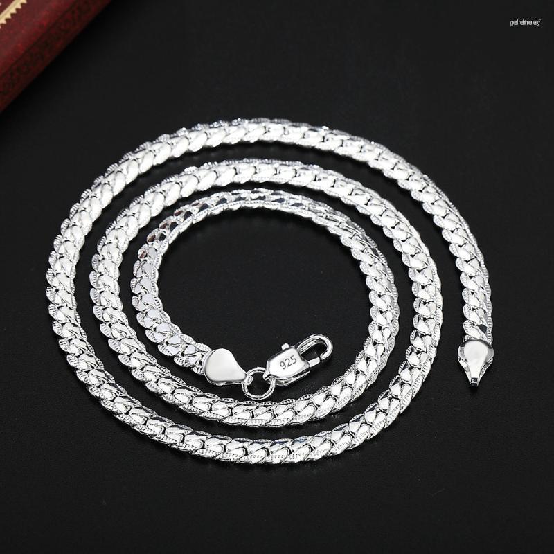 

Chains Luxury 925 Stamped Silver Necklace Classic 6MM Sideways Chain For Women Men Fashion Party Wedding Jewelry GiftsChains Gord22