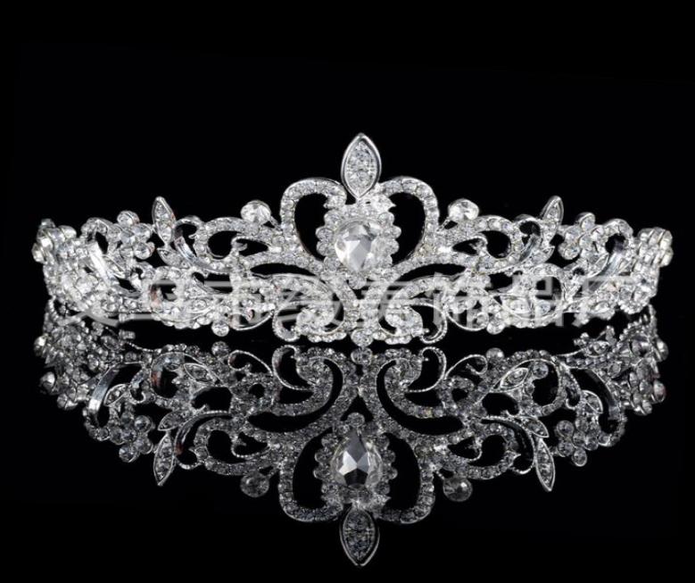 

In Stock Shining Beaded Crystals Wedding Crowns 2015 Bridal Crystal Veil Tiara Crown Headband Hair Accessories Party Wedding Tiara3291147
