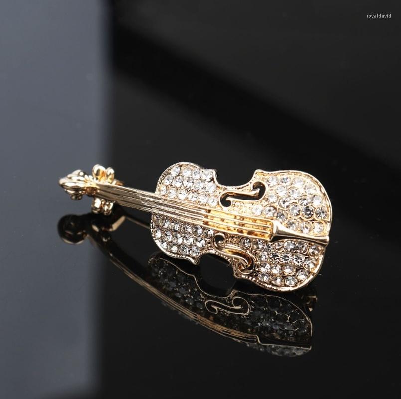 

Brooches Creative Exquisite Zircon Violin Brooch Men Women Personality Fashion Charm Prom Jewelry