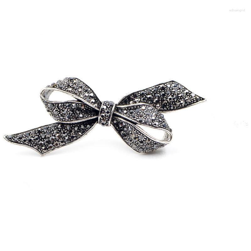 

Brooches Utei Jewelry Elegant Black Crystal Vintage Big Bow Brooch Amazing Women Garment Accessories Bowknot Scarf Pin For Party