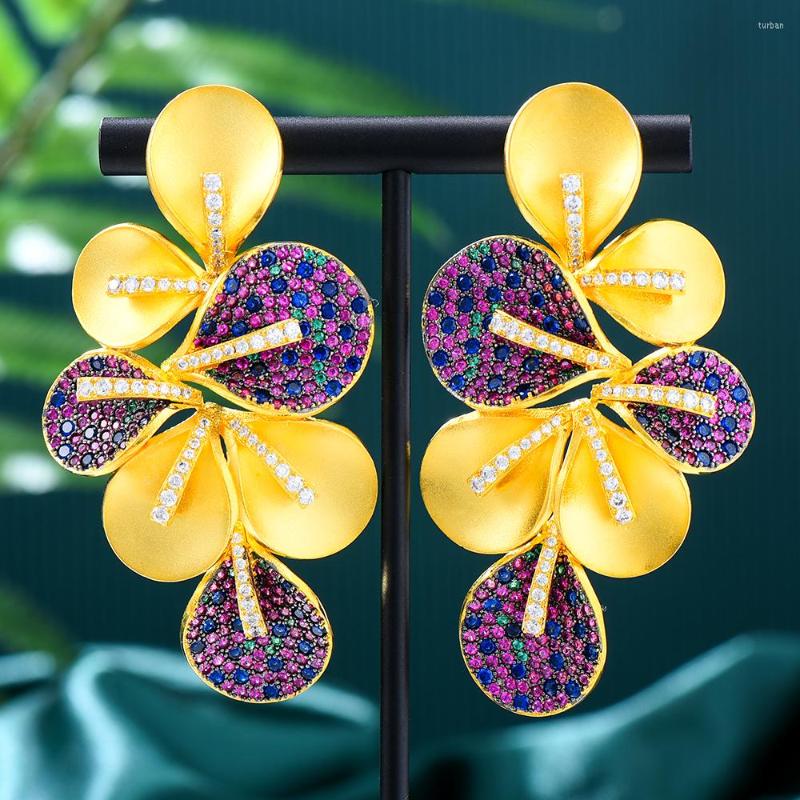 

Dangle Earrings Missvikki Luxury Vintage Golden Big For Women Wedding Party CZ Dubai Bridal Fashion Jewelry