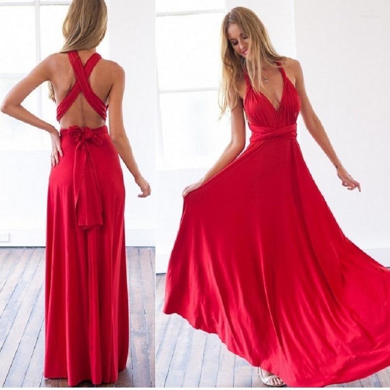 

Casual Dresses 2023 Dress Multiway Wrap Convertible Boho Maxi Sexy Women's Club Red Bandage Gown Party Bridesmaid Infinity D, Gray