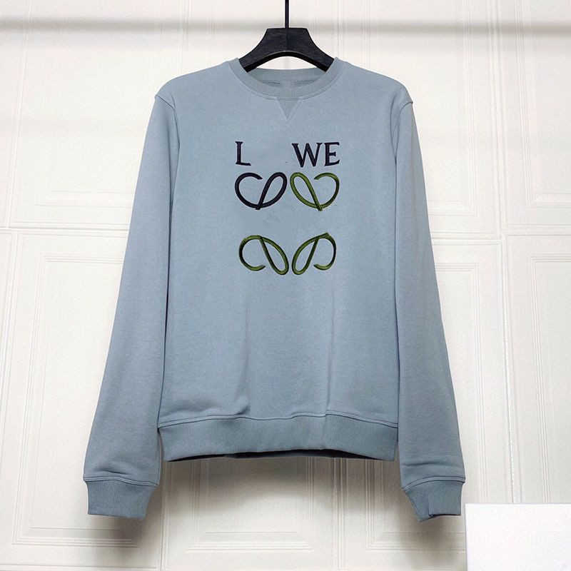 

High version sweatshirt lowe brand Autumn and Winter New Letter Embroidery Little Red Book Star Loose Round Neck Sweater, White