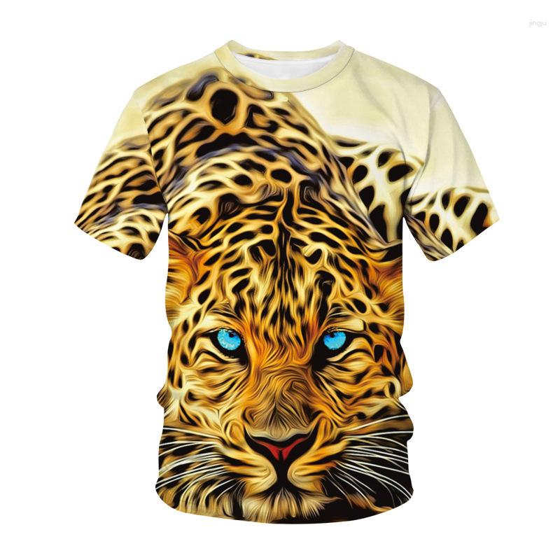 

Men's T Shirts Men's Round Neck Short Sleeve Loose Tops Casual Summer Animal Leopard Print Shirt