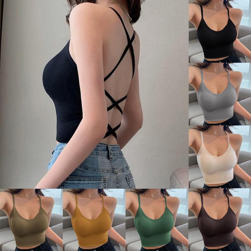 

Bras Women's Summer Comfort Sexy Seamless Slim Strap Gathered Anti Glare Bottom Without Steel Ring Bra Bush Up, Khaki