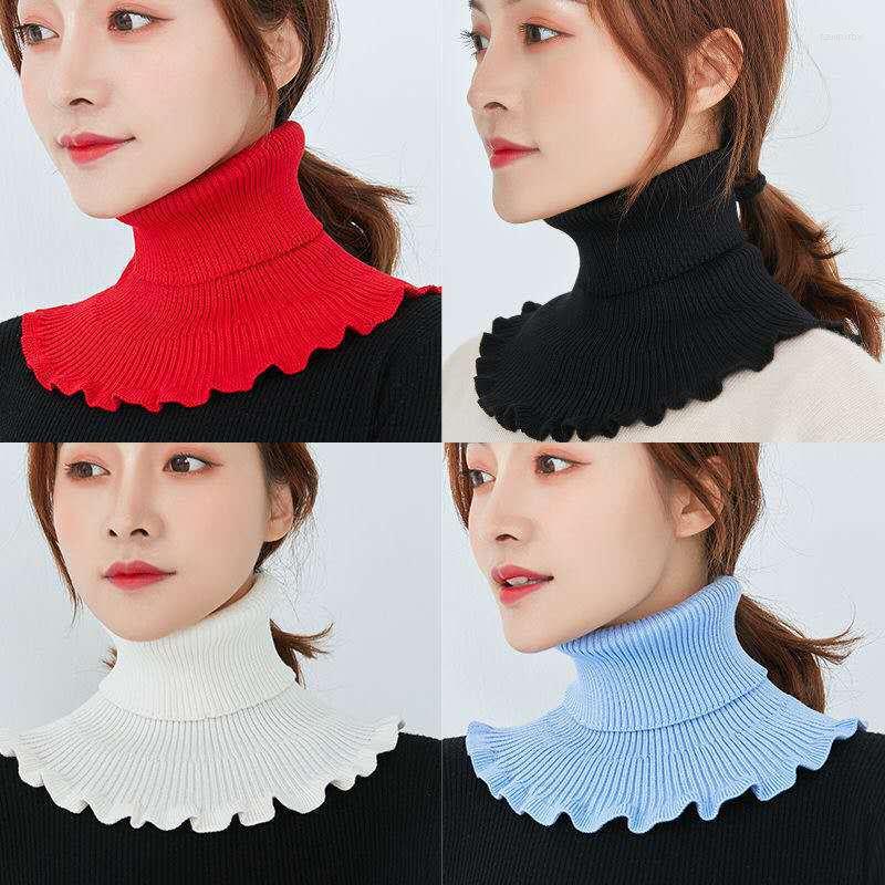 

Scarves Warm Men Women Fake Collar Scarf Knitted Elastic False Winter Cycling Windproof Ruffles Detachable Wrap