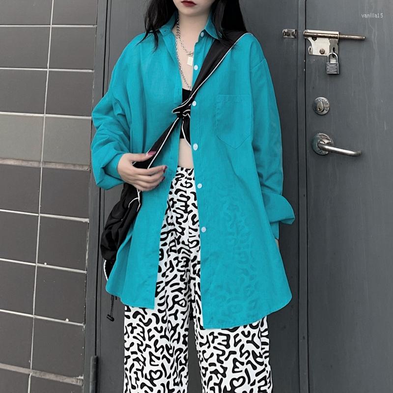 

Women's Blouses 2023 Selling Women Tops Korean Fashion Long Sleeve Blouse Casual Ladies Work Button Up Shirt Female Ay01077, Lake blue