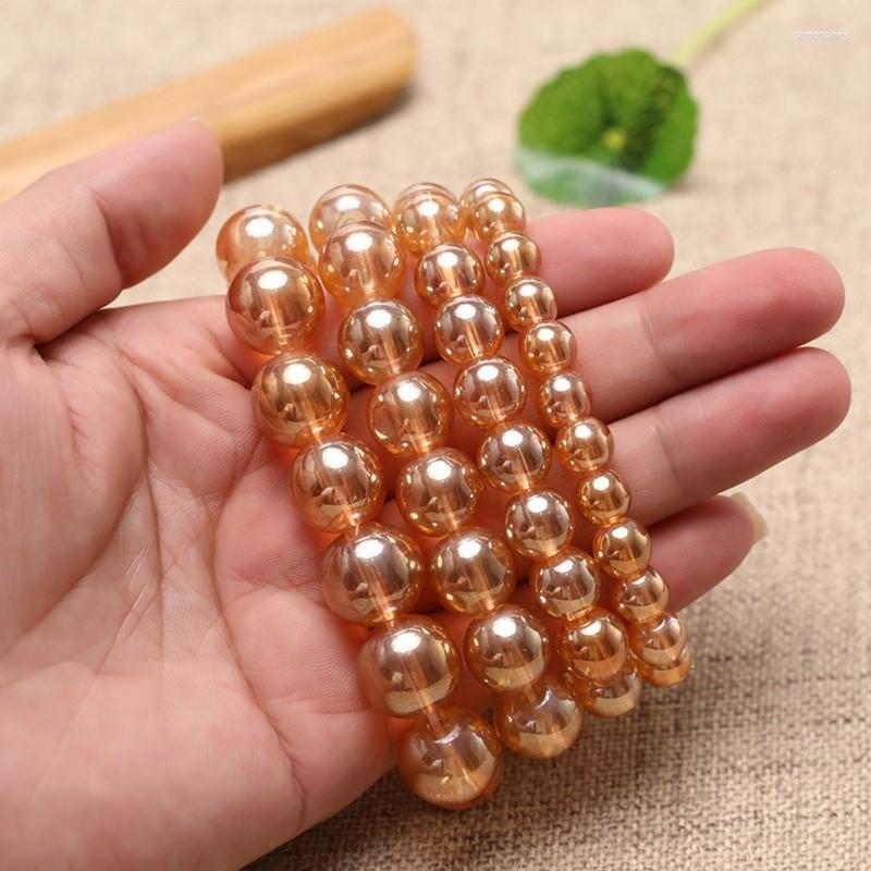 

Strand 8mm/10mm/12mm/14mm Amber Crystal Round Beads Stretch Bracelet For Women Men