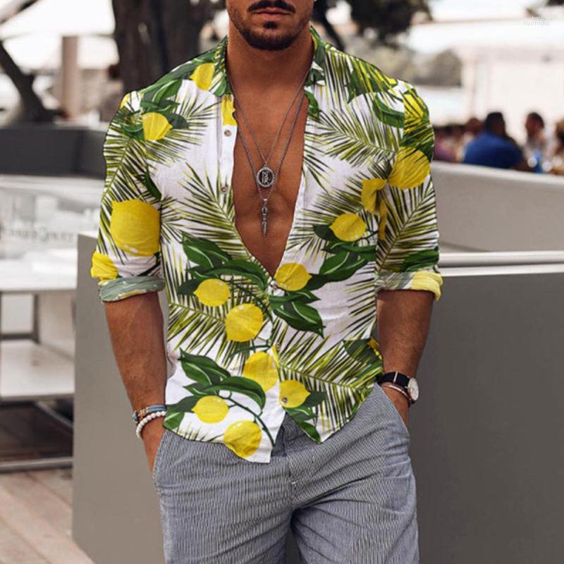 

Men's Casual Shirts Men's Floral Print Pink Men Turn-down Collar Buttoned Shirt Long Sleeve Tops Mens Social Clothes Prom Party, Style 1