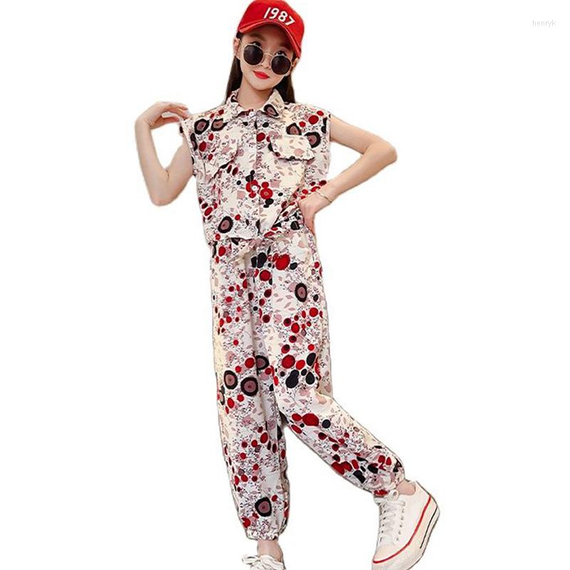 

Clothing Sets Girls Summer Clothes Floral Pattern Costume For Vest Pants Kids Casual Style Costumes Children, 04b1668