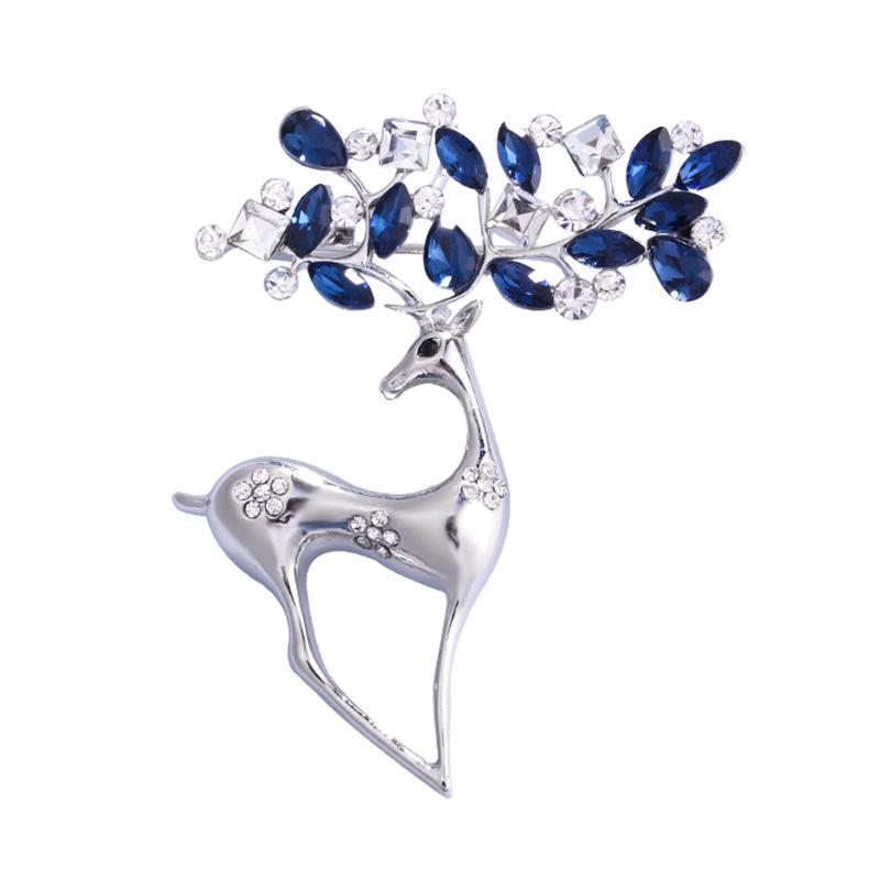 

Brooches Pins Fashion 2023 Blue Glass Crystal Deer Brooch Lapel Jewelry Accessories