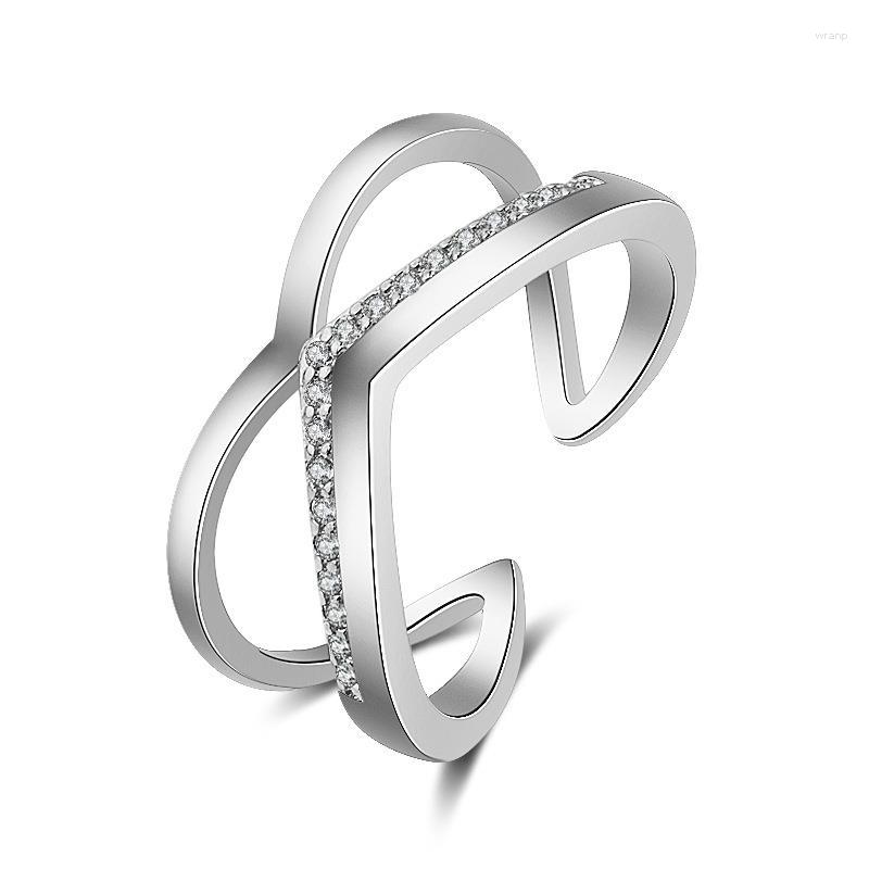 

Cluster Rings 925 Sterling Silver Ring Cross Women Resizable Wedding