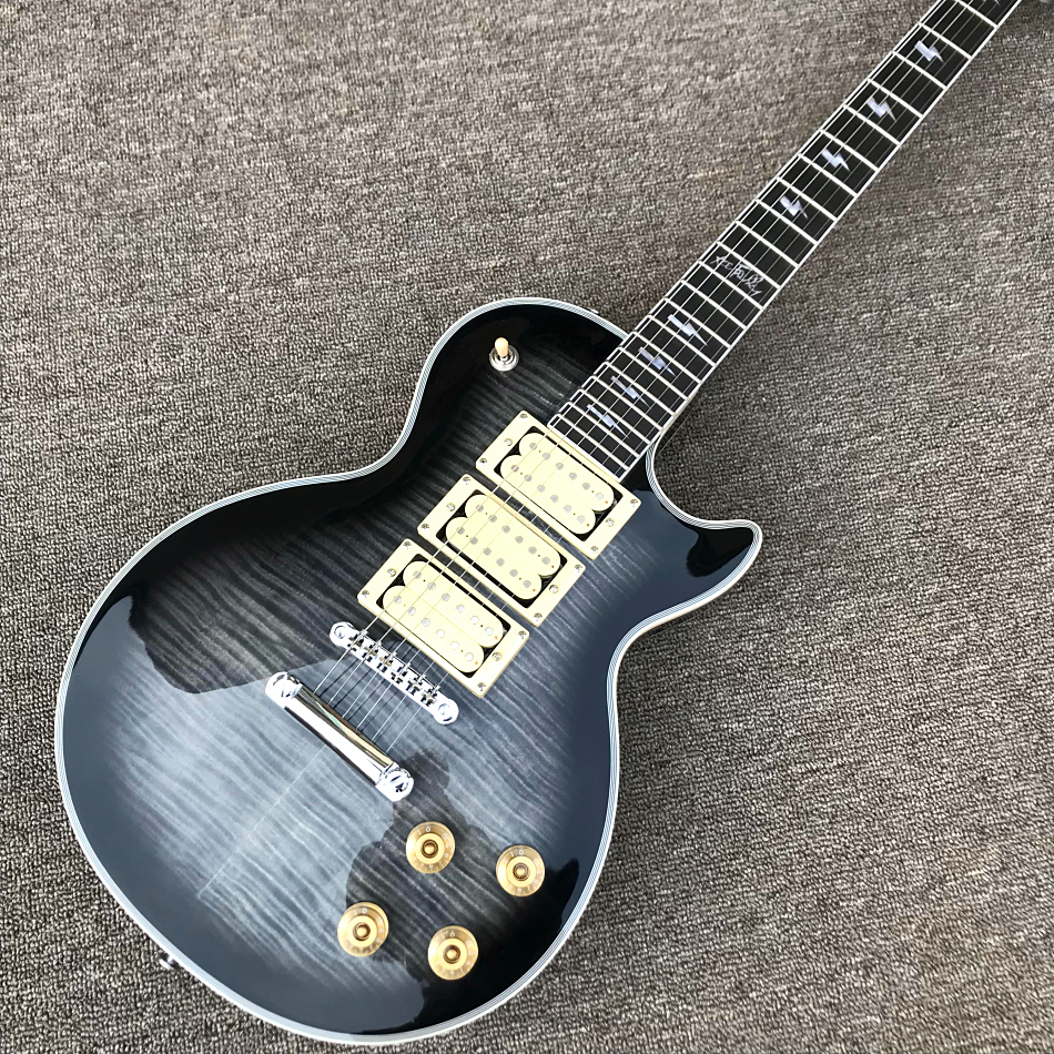 

Custom Shop, Castone Face Transparent Black Electric Guitar, Ebony Fingerboard, 3 Piece Pickup, Chrome Hardware, Free Shipping