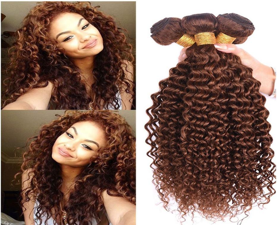

New Arrive 4 Middle Brown Hair Water Wave Brazilian Virgin Hair 3Bundles Brown Deep Wave Curly Hair Extension 8A Grade High Quali5433394