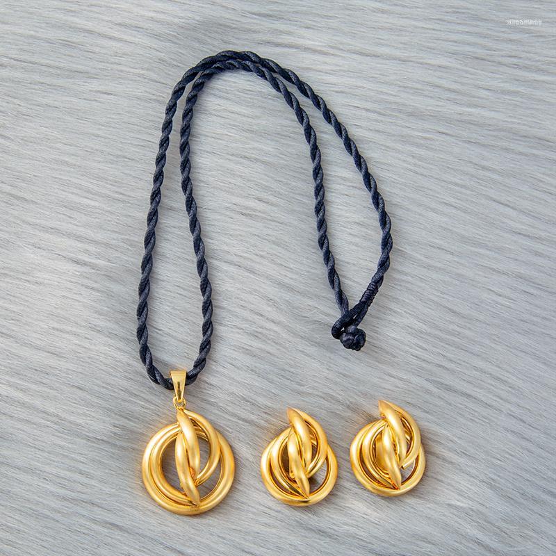 

Necklace Earrings Set Small Gold Color Saudi Arabia Sets African Party Jewellery Arab Bride Gift Wedding Ethiopian Jewelry, Picture shown