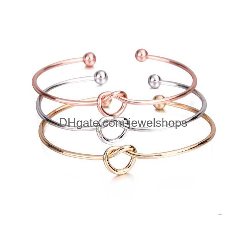 

Bangle Love Heart Knotted Bracelet Adjustable Open Bracelets Valentines Day Gift Jewelry For Women Drop Delivery Dhcyj