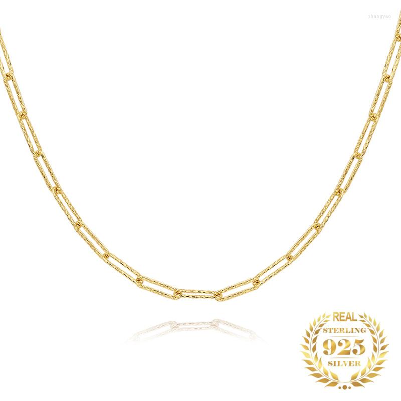 

Chains Original Design Fashion Jewelry 925 Sterling Silver Rectangle Hammered Paperclip Link Chain Necklace For Women Summer Choker