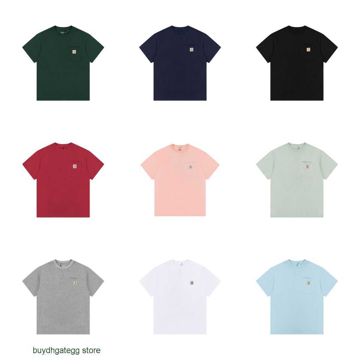 

Ruuj Fashion Men' and Women' T-shirt Tooling Brand Carhart New Classic Pocket Short Sleeve Classic Loose Round Neck Couple Backing 4rnu, Light gray