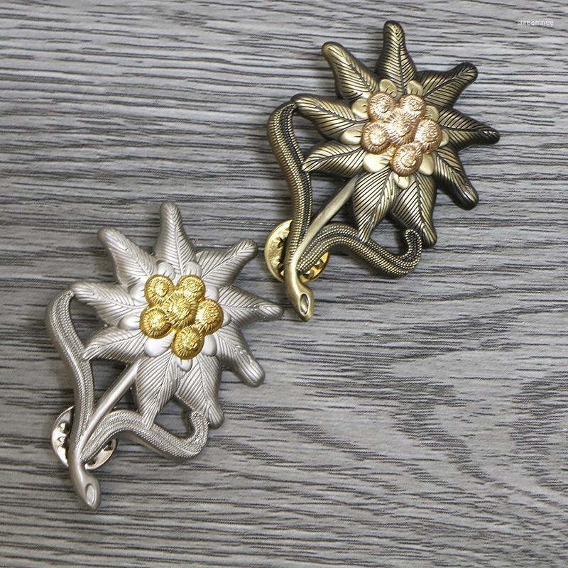 

Brooches Edelweiss Brooch Pins Vintage Mountain Troops Flower Shape Enamel Lapel Pin Jewelry Women Costume Accessory