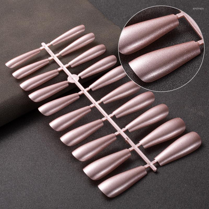 

False Nails 20Pcs Matte Nail Tips Solid Color Super Long Coffin Ballet Press On For Artificial Fingernails, 01