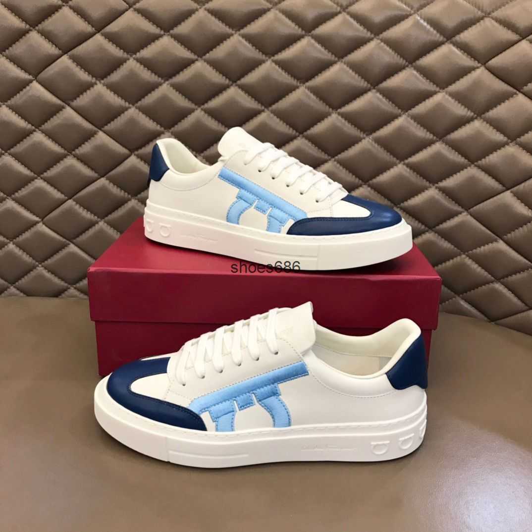 

Classic Feragamos Low Top Plank Shoes Men's Contrast Color Fashion Casual Shoes Thick Sole Cowhide Sports Shoes Nightclub