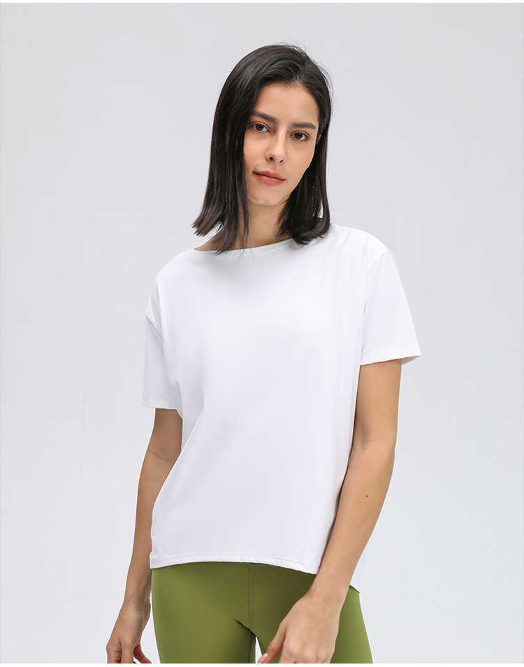 

Lulu T shirt Women Yoga Short Sleeve Shirts Summer Tee Loose Blouse Sports Top Casual Running Fitness Soft Breathable Fabric Woman T-shirt Lady, Black
