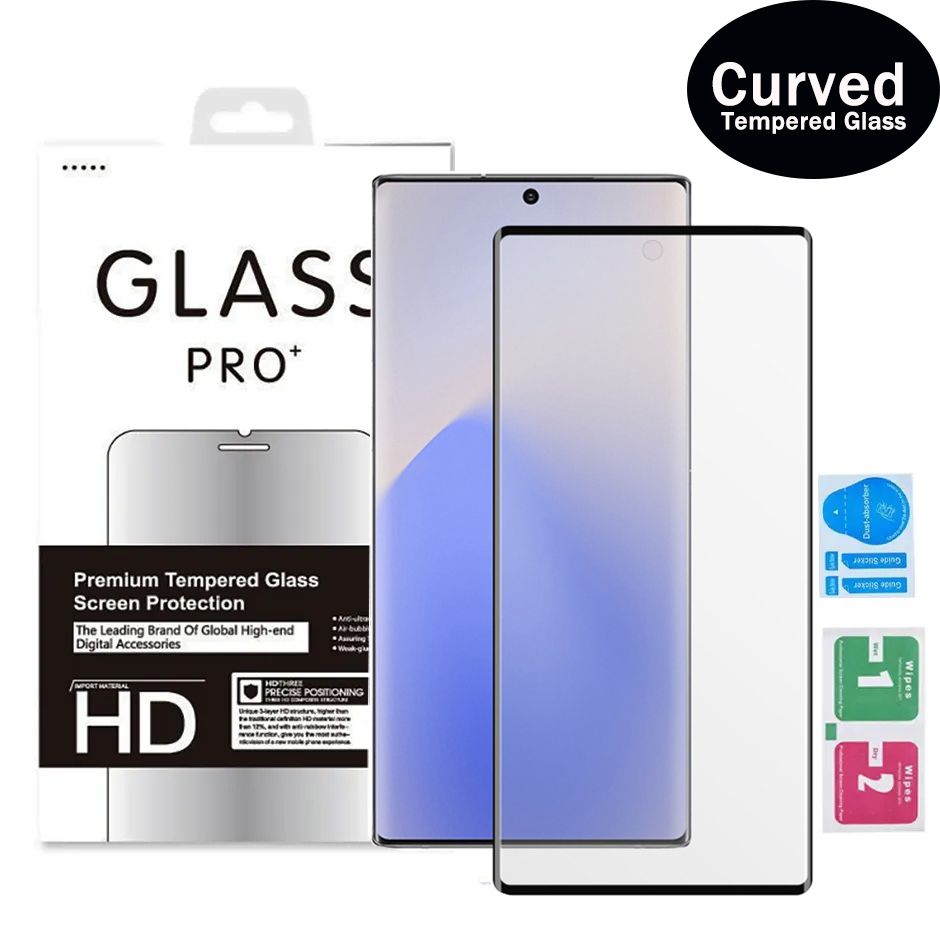 

S23 Ultra Curved Tempered Glass Phone Screen Protector for Samsung Galaxy S22 S21 S20 S10 s8 s9 note20 Plus Fingerprint Unlock Glass in Retail Box