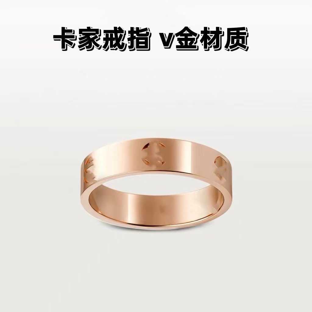 

Designer New Carti V-gold ring without diamond wide and narrow version 18k rose gold LOVE classic style gift for couples