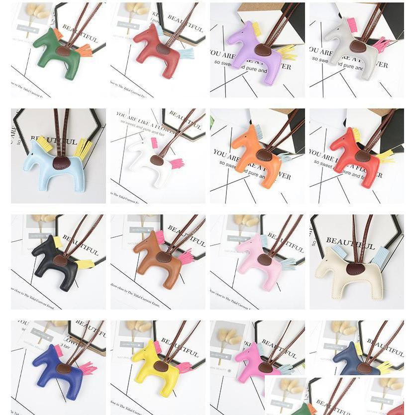 

Keychains Lanyards 16 Colors Pu Horse Keychain Cotton Pony Bracelet Car Key Chain Cartoon Mti-Function Ring Phone Bag Pendant Drop Dhtkl