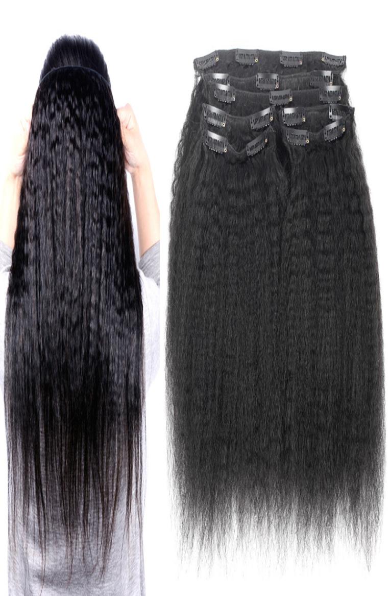 

10pcs Kinky Straight Clip In Human Hair Extensions Brazilian Remy Hair 100 Human Natural Hair Coarse Yaki Clip Ins 100gSet9130726