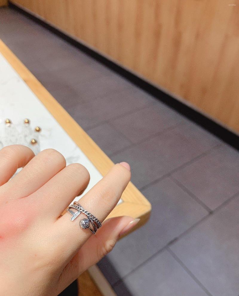 

Cluster Rings 925 Silver Ring Small Open Vintage European And American Index Finger Love Sterling Jewelry INS