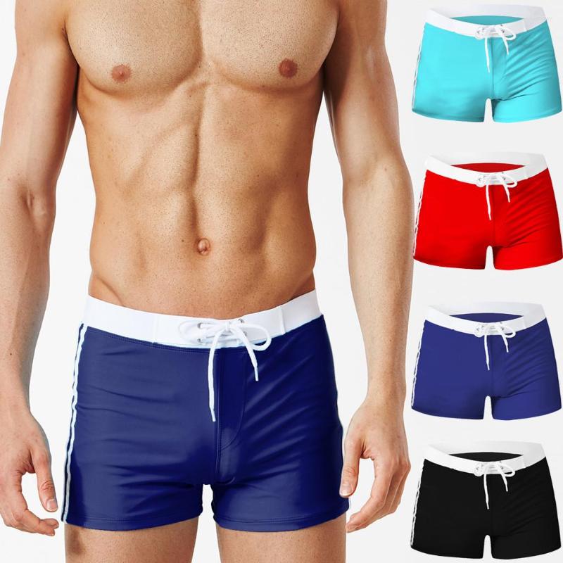

Underpants Men Beach Swimwear Patchwork Swimming Pants For Polyester Sexy Swimsuit Fashion Trunks Briefs W329, Black