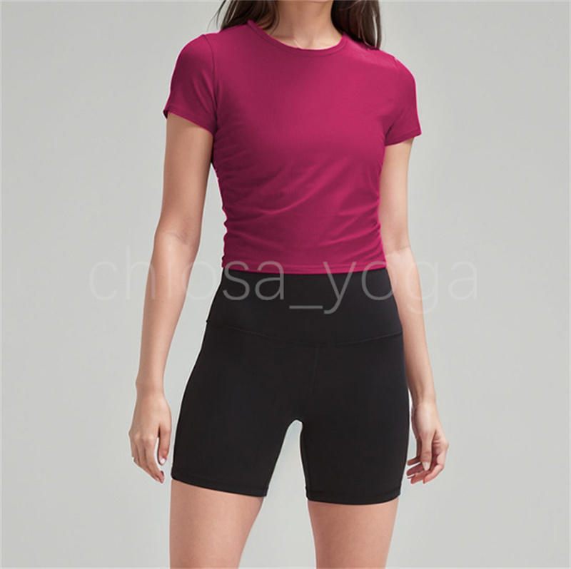 

Sportswear Comfortable Luluai Shirts For Women Short Sleeve Fitness Wear Lightweight Gym Athletic Styles Yoga Tops, Blue