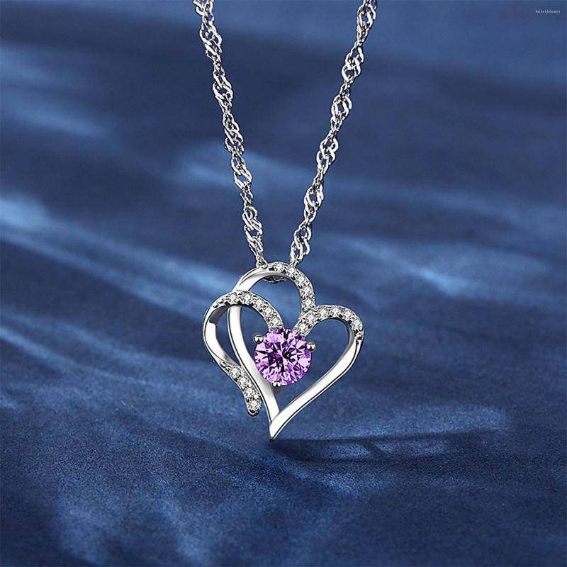

Pendant Necklaces Heart Necklace French Lucky Love Clavicle Chain Korean Simple Female Double Layer For Women