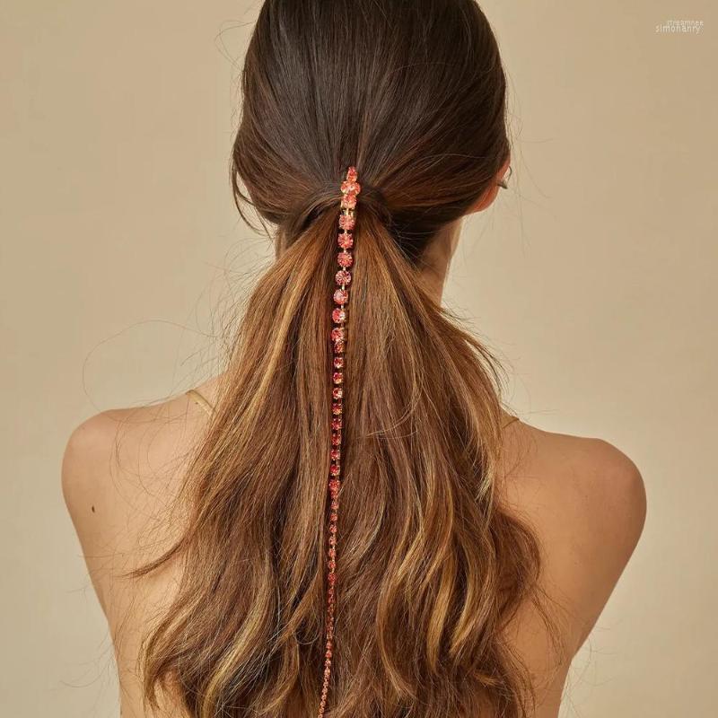 

Hair Clips Fashion Colorful Snake Chain Braids Jewelry For Women Girls Bling Rhinestone Long Tassel Hairpin Accessories
