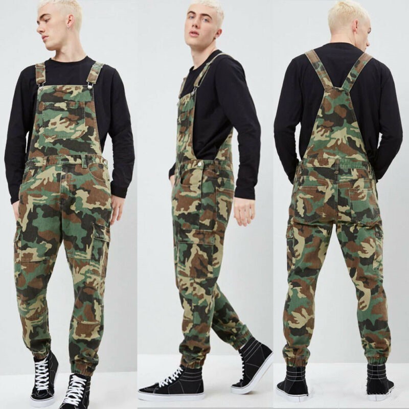 

Men's Jeans Stylish Mens Camo Dungarees Work Overalls Bib and Brace Distressed Denim Camouflage Combat Jumpsuit Romper Pants Casual Trousers 230628, Army green