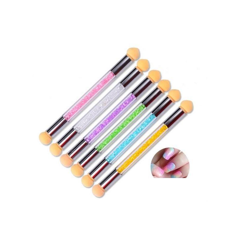 

Dotting Tools New Salon Beauty Glitter Powder Sponge Nail Brush With Cap Gradient Pearl Laser Rhinestone Handle Manicure Art Tool Kd Dhuw5