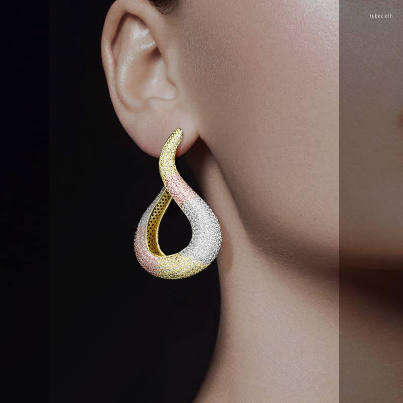 

Dangle Earrings ModemAngel Luxury Water Drop Fashion Earring Full Micro Paved Cubic Zircon Women Engagement Wedding Jewelry