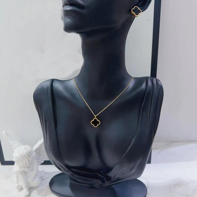 

Fashion Designer Classic 4/Four Leaf Clover Jewelry Sets Earrings Necklace Retro Women Wedding Lovers Gift, White