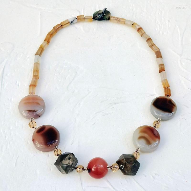 

Choker Lii Ji Brown Orange Color 60cm Agate Crystal Necklace Women Jewelry Stcok Sale