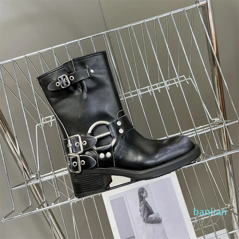 

Luxury Designer Women Long Boots Genuine Leather Platform Boots Metal Decoration Chunky Heels Designe Feminina Autumn Winter Female Feetwear 2023, As show