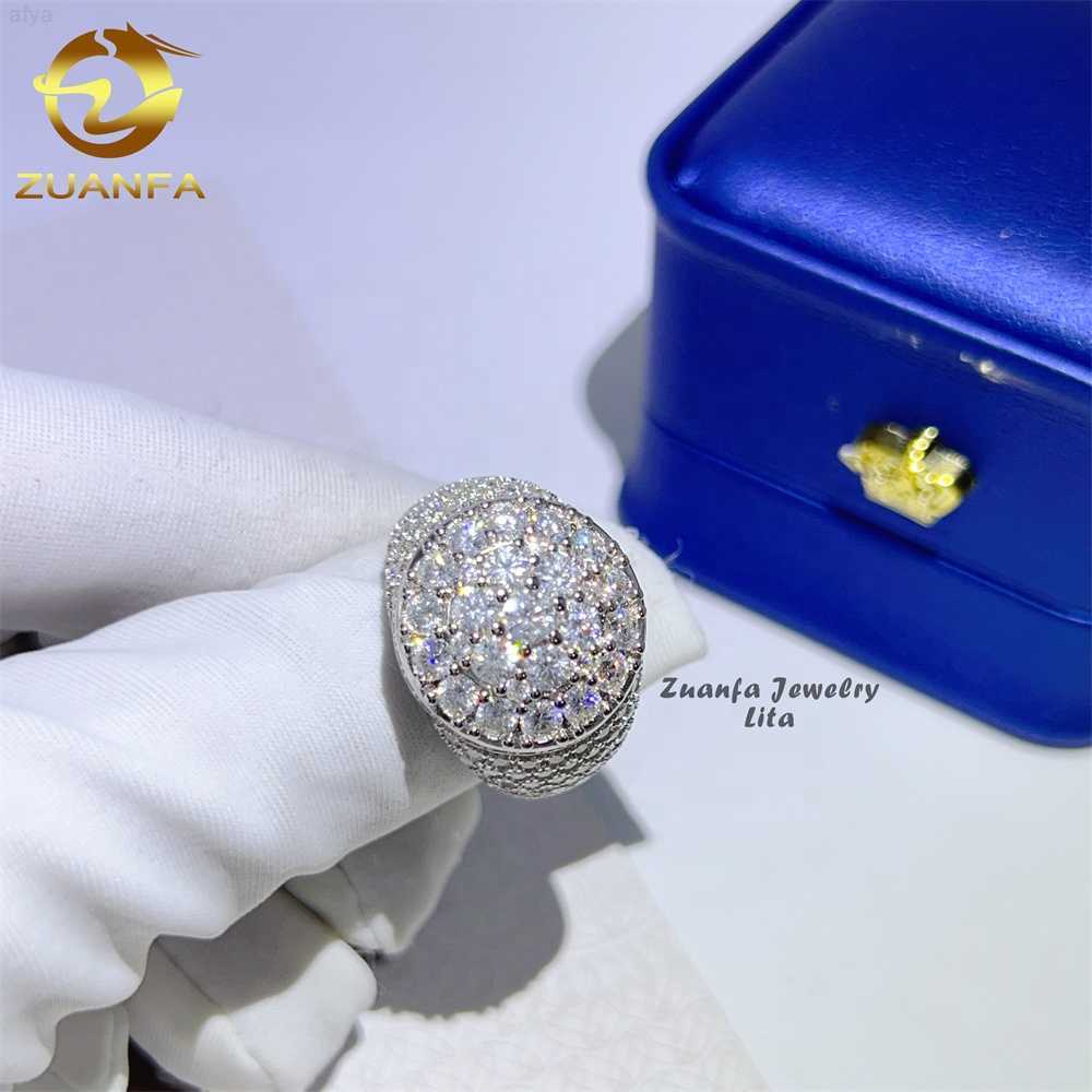 

Zuafa Hot Sale Iced Out Hip Hop Vvs Diamond Mens 925 Sterling Silver Moissanite Ring