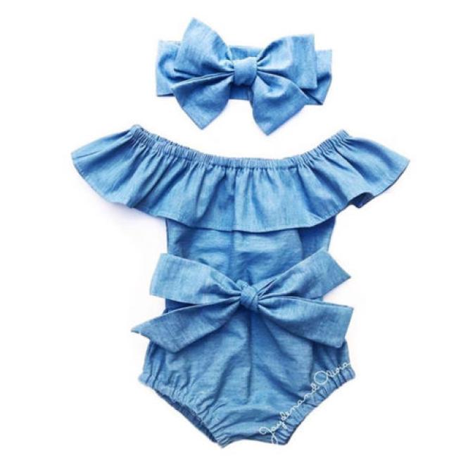 

Cute Newborn Toddle Infant Baby Girls Front Bowknot Bodysuit Ruffle Sleeveless Jumpsuit Cotton Summer Outfits Clothes 024M7425172, Blue