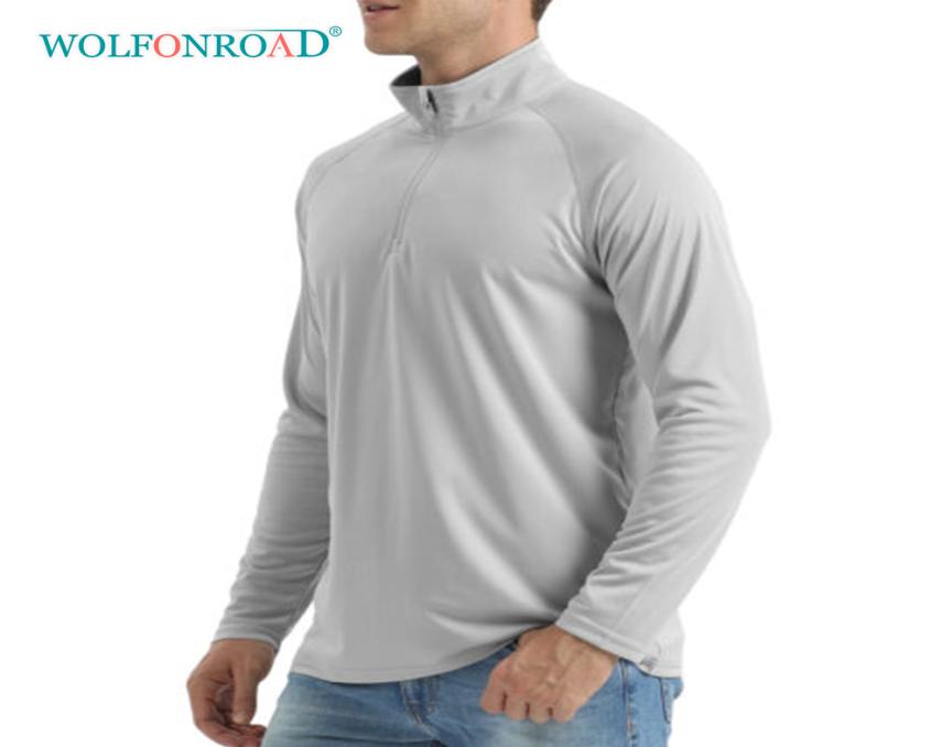 

Outdoor TShirts WOLFONROAD UPF50 Men039s SunUV Protection TShirt Fishing Performance 14 Zip Collar Swim Long Sleeve UV Tee 1125963, Blue