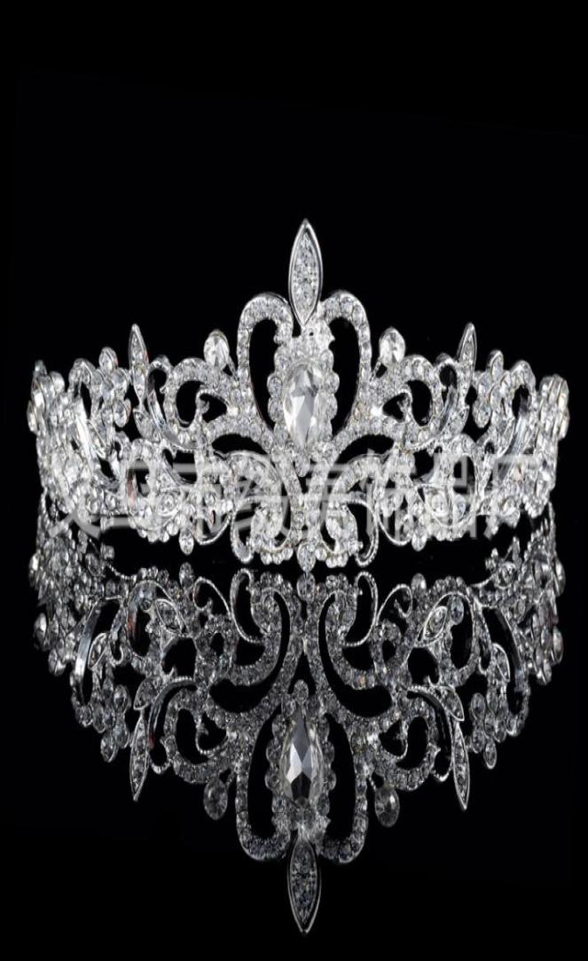 

In Stock Shining Beaded Crystals Wedding Crowns 2015 Bridal Crystal Veil Tiara Crown Headband Hair Accessories Party Wedding Tiara9394316